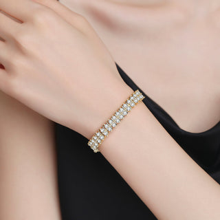 18K Gold Tennis Bracelet with Simulated Diamonds