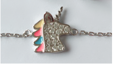 18K White Gold Unicorn Bracelet with crystals