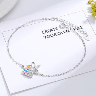 Sterling Silver Unicorn Bracelet with crystals