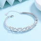 14K Gold Hearts Bangle Adjustable Bracelet with crystals from Swarovski