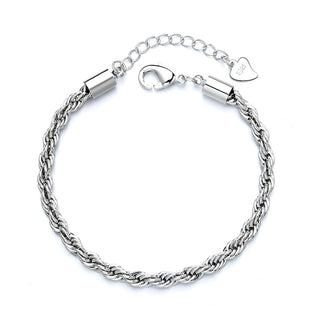 14K White Gold Plated Rope Chain Bracelet