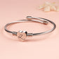 Twisted Steel Heart Cable Initial Bracelet