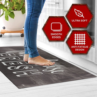 20"x55" Oversized Cushioned Anti-Fatigue Kitchen Runner Mat (Farmhouse Fresh)