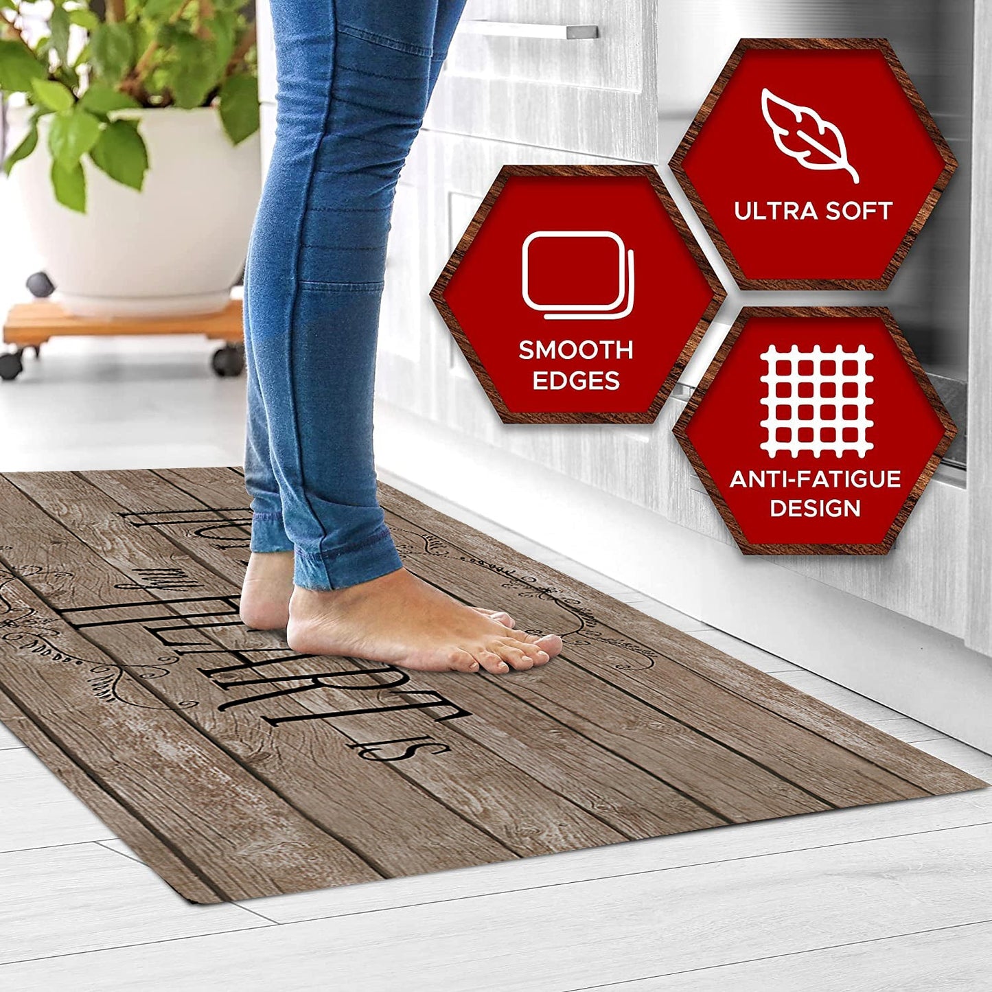 20"x55" Oversized Cushioned Anti-Fatigue Kitchen Runner Mat (Home Heartwood)
