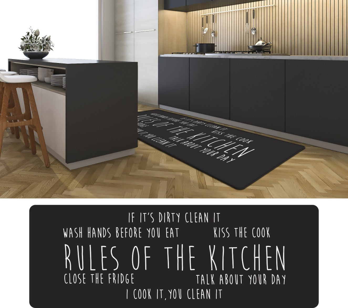 Rules of the Kitchen 20" X 55" Anti-Fatigue Kitchen Runner Mat