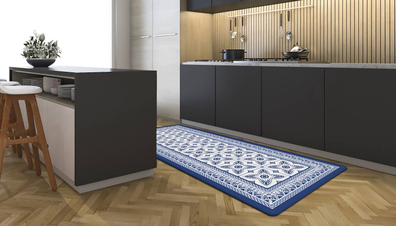 19.6 in. x 55 in. Anti-Fatigue Kitchen Runner Mat (Blue Geo)