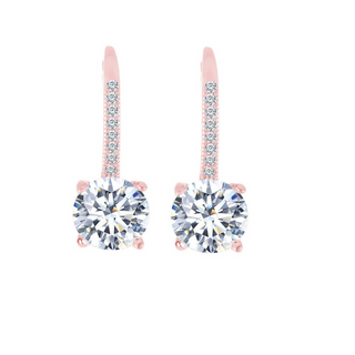 14K Gold Studded Crystal Leverback Earring