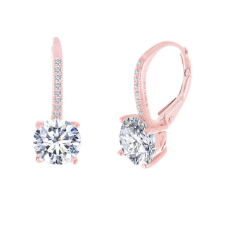 14K Gold Studded Crystal Leverback Earring