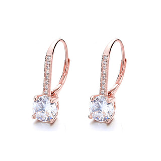 14K Gold Studded Crystal Leverback Earring