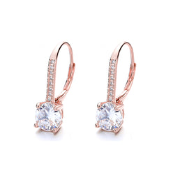 14K Gold Studded Crystal Leverback Earring