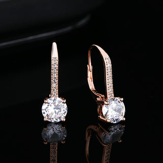 14K Gold Studded Crystal Leverback Earring
