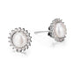 18k Gold and Sterling Silver & Cultured Pearl Halo Stud Earrings