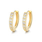 Amy and Annette 14K Gold and Sterling Silver & Simulated Diamond Huggie Hoop Earring