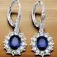 18K White Gold Sapphire Halo Leverback Earrings