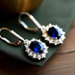 18K White Gold Sapphire Halo Leverback Earrings