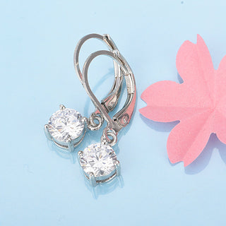 Amy and Annette 18K White Gold Leverback with Drop and Dangle Crystals