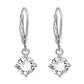 Amy and Annette 18K White Gold Leverback with Drop and Dangle Crystals