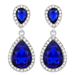 Sapphire Teardrop Drop & Dangle Swarovski Crystal Earrings