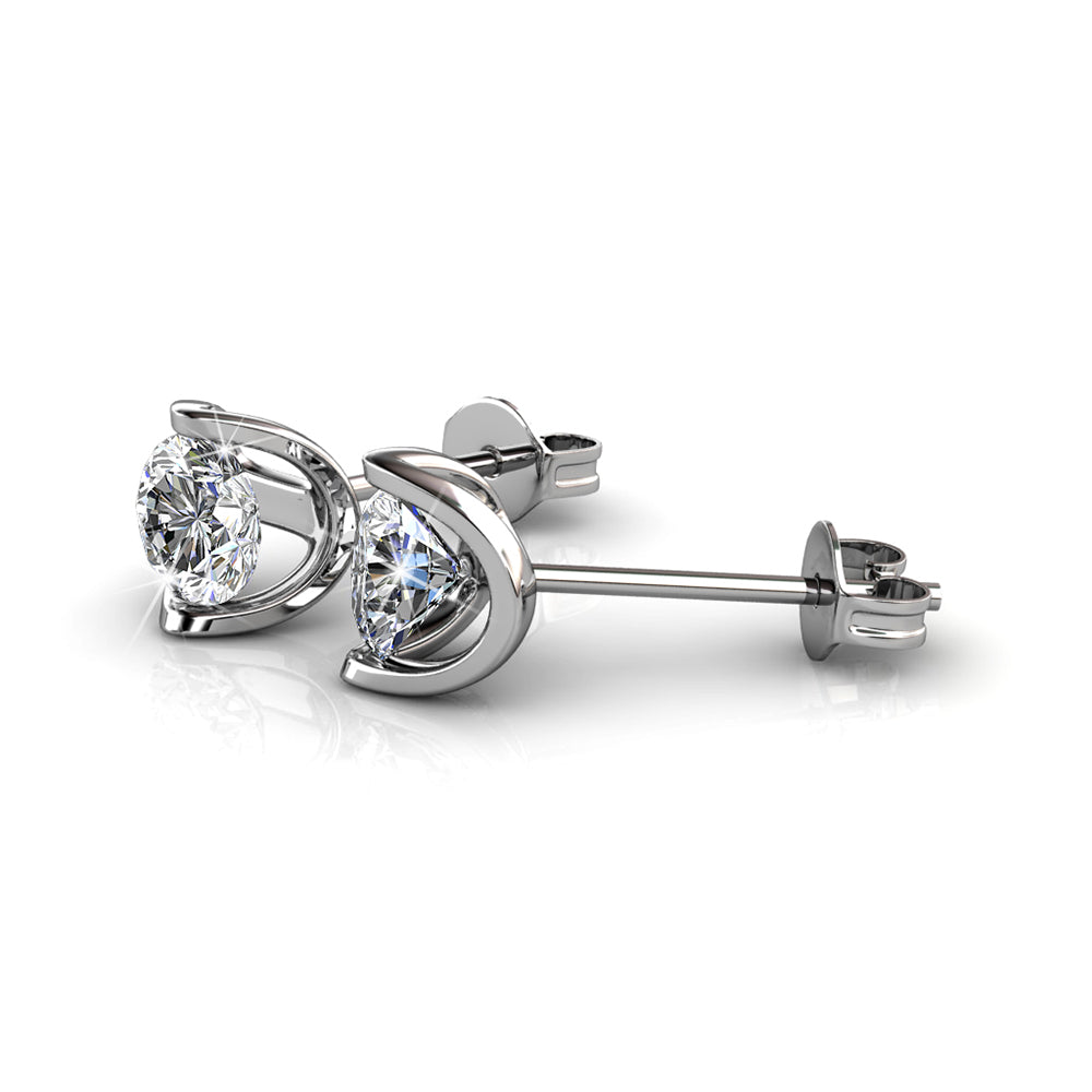 18K White Gold  over Sterling Silver Floating Halo Stud Earring with crystals from Swarovski