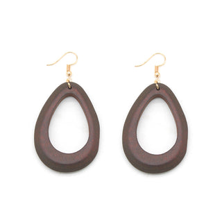 Wood Oval Cut-Out Earring