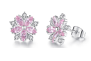14K White Gold Pink Sapphire Flower Earrings
