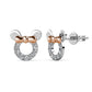 Swarovski Crystal Mouse Ears Earring Studs with Rose Gold Bow