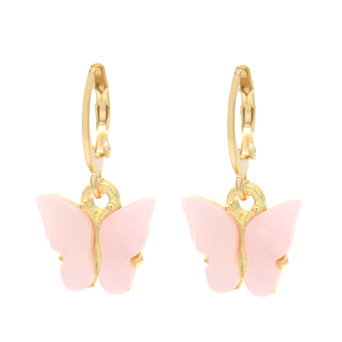 14K Gold and Lab Created Opal Butterfly Drop Earring