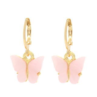 14K Gold and Lab Created Opal Butterfly Drop Earring