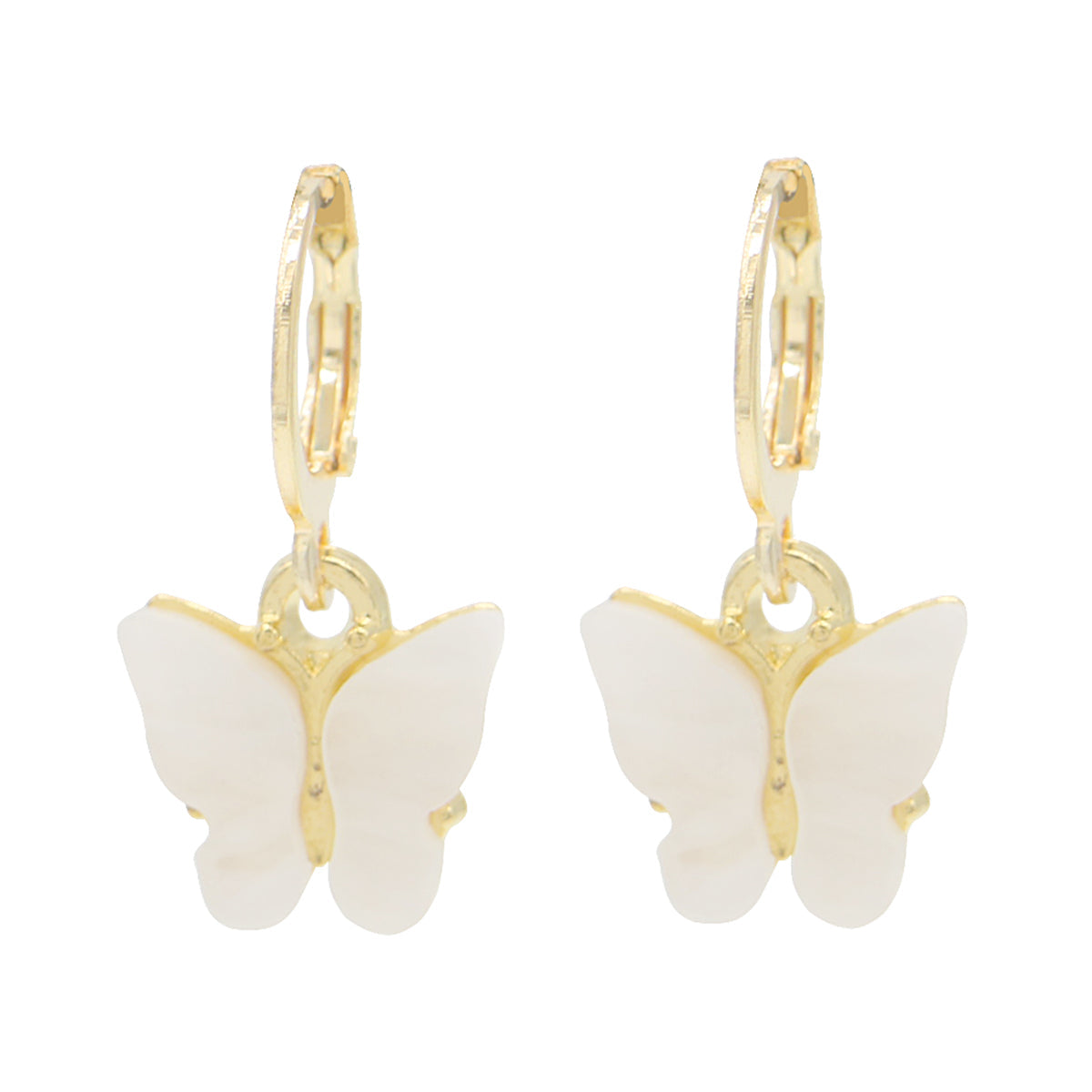 14K Gold and Lab Created Opal Butterfly Drop Earring