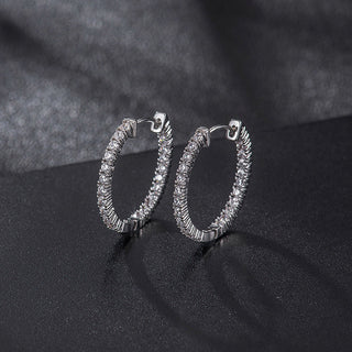 Silver-Tone Large Inside Out Hoop Earring With Crystals From Swarovski