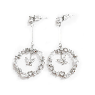 14K Gold Open Butterfly Drop Earring with Crystals