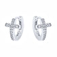 14K Gold Cross Huggie Earring with Genuine Crystals