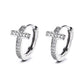 14K Gold Cross Huggie Earring with Genuine Crystals