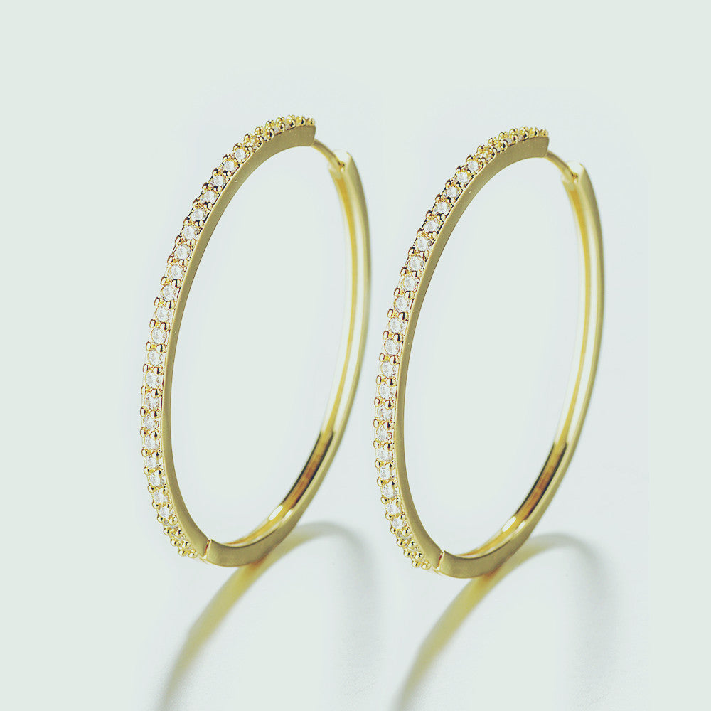 40mm Sterling Silver Hoop Earrings with Genuine Crystal