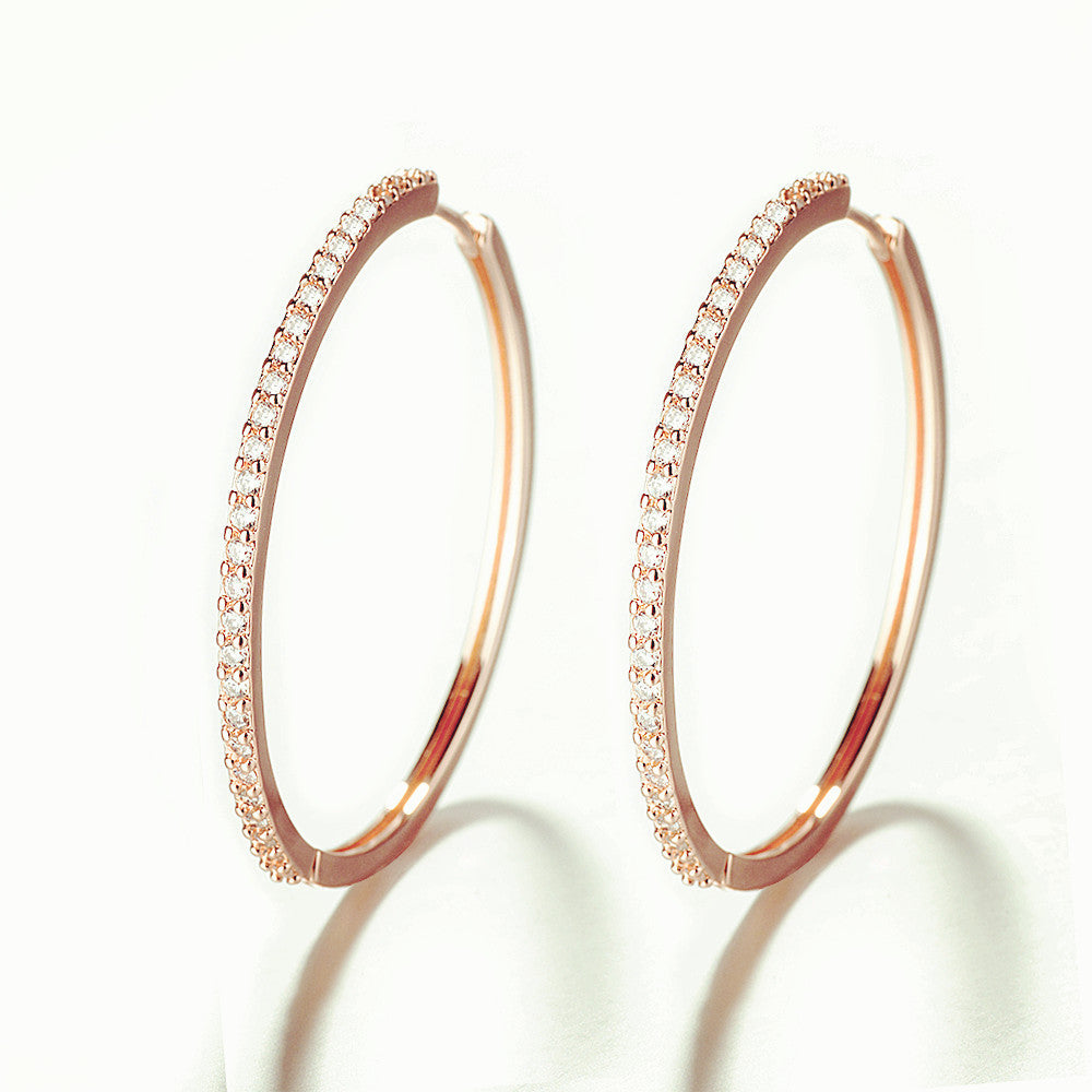 40mm Sterling Silver Hoop Earrings with Genuine Crystal