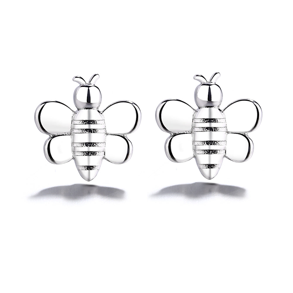 Sterling Silver and Rose Gold  Bee Stud Earrings