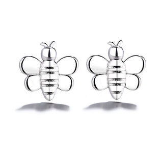 Sterling Silver and Rose Gold  Bee Stud Earrings