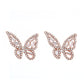14k Gold and Sterling Silver Round and Baguette Butterfly Earrings with Crystals