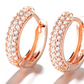 Sterling Silver Crystal Huggie Earrings in 18K Rose Gold