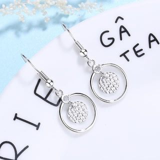 Sterling Silver White Topaz and Hammered Floating Drop Earring