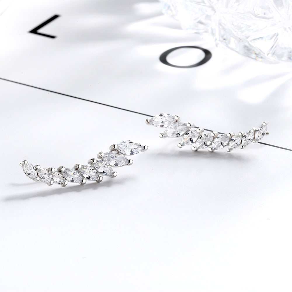 14K White Gold Marque Cut Swarovski Crystal Climber Crawler