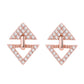 14K Rose Gold and Sterling Silver Triangle Studs with Crystals