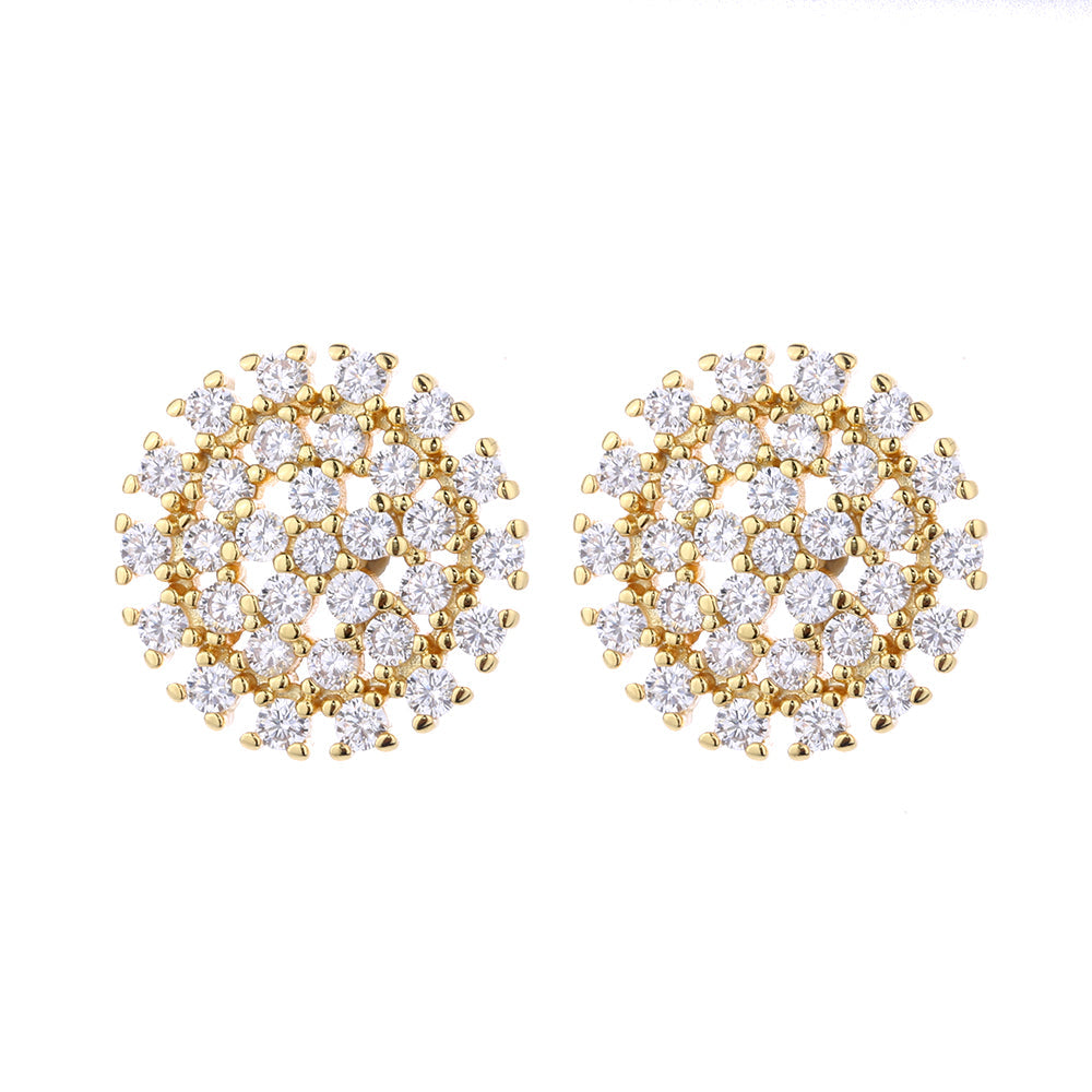 14K Gold And Sterling Silver Cluster Stud With Crystals