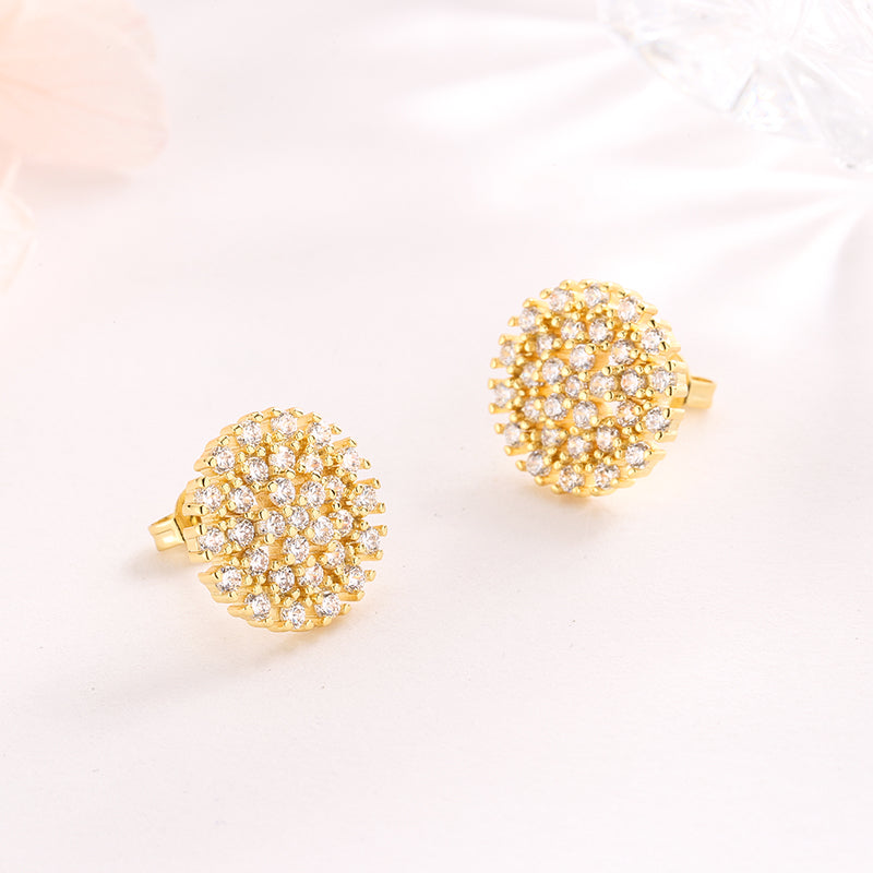 14K Gold And Sterling Silver Cluster Stud With Crystals