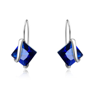 Sterling Silver Sapphire Diamond Earring