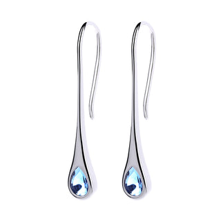 Amy and Annette Gemstone Sterling Silver Pull-through Minimalist Drop Earrings
