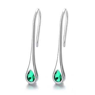 Amy and Annette Gemstone Sterling Silver Pull-through Minimalist Drop Earrings
