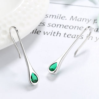 Amy and Annette Gemstone Sterling Silver Pull-through Minimalist Drop Earrings