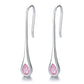 Amy and Annette Gemstone Sterling Silver Pull-through Minimalist Drop Earrings
