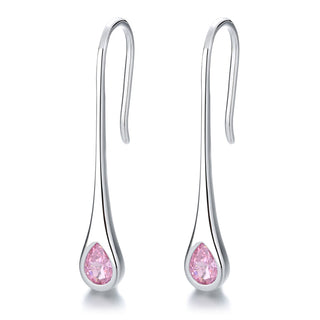 Amy and Annette Gemstone Sterling Silver Pull-through Minimalist Drop Earrings